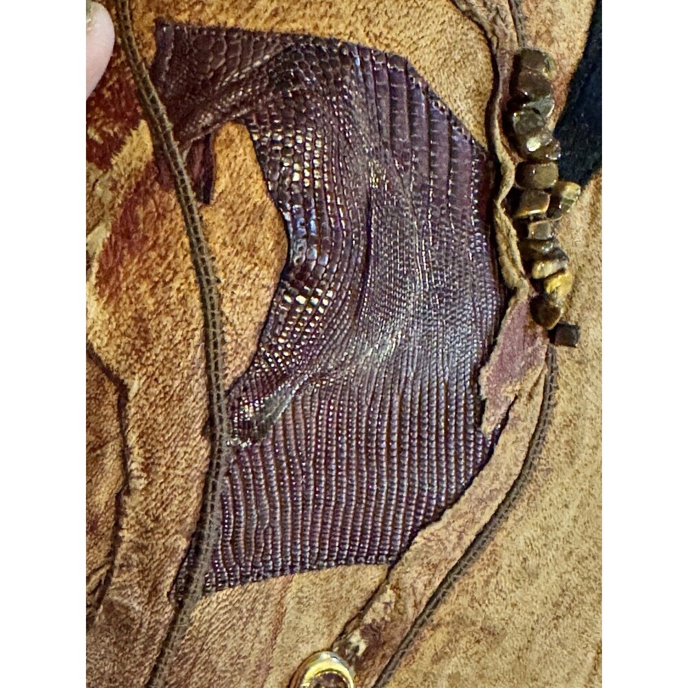 Vintage Sneak Skin Leather Patchwork Clutch Purse by Carlos Fiori made In Italy - Picture 3 of 13